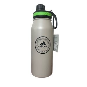 Adidas Stainless Steel Water Bottle in Beige/Tan with Black Design 34oz Ret $34
